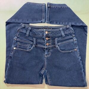 VANITY Corset Jeans Women 26W/30L Dark Wash Multi-Button Y2K Denim